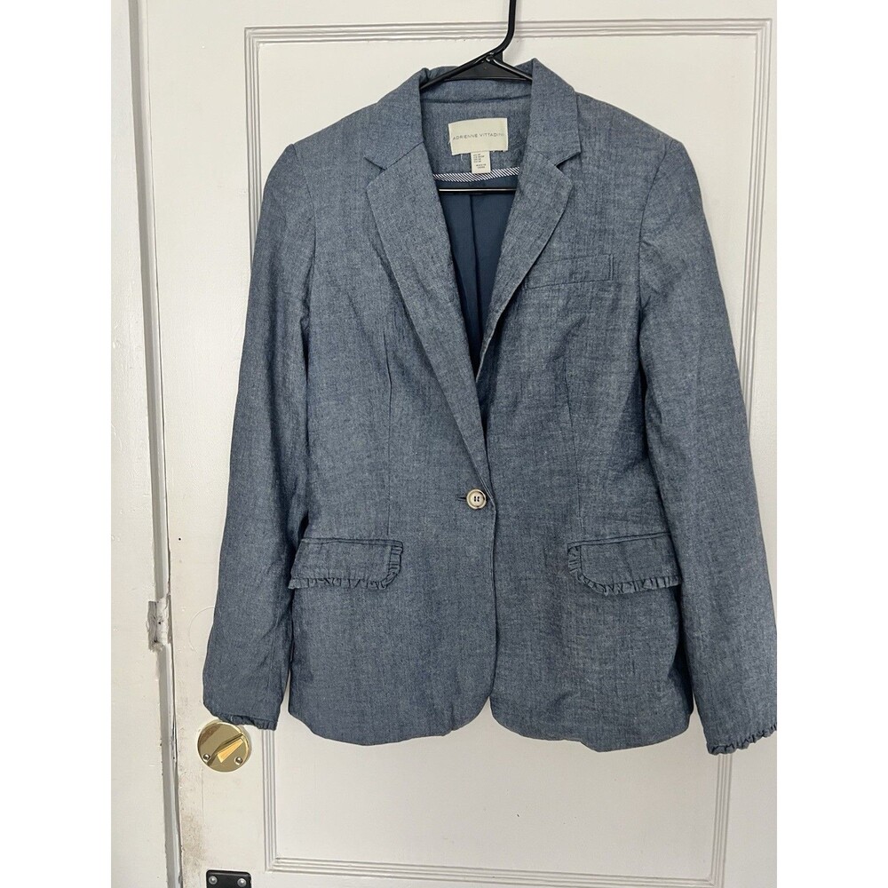 Adrienne Vittadini Women's Blue Blazer Size M 1 Button Jacket
